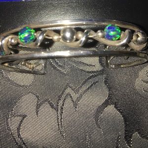 Silver & opal cuff bracelet